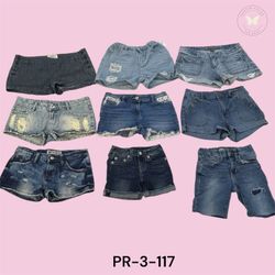Frayed Hem High-Waist Denim Mini Shorts (PR-3-117)