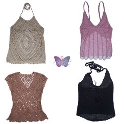Y2K Crochet Knit Cami Tops Bundle – Boho Summer Ha..