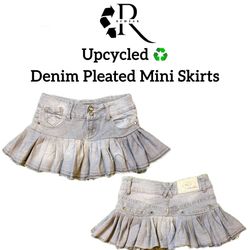 Upcycled Denim Pleated Mini Skirts (REP)