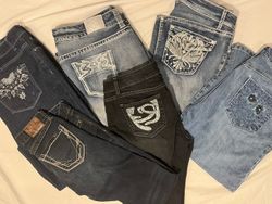 Women’s Y2K Embellished Denim Jeans – Vintage Stat..