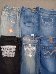 HD1409 Damen Y2K Verzierter Schlagjeans