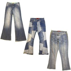 Y2K Unique Denim Flare Jeans RE-2864