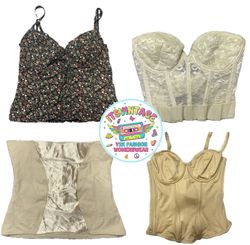 Vintage Y2K Corset & Bustier Top Bundle – 10pcs La..