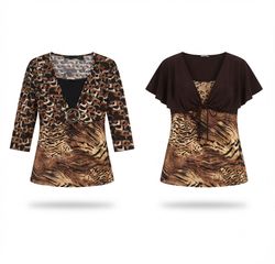 (FV-979) Y2K Brown Floral Summer Tops
