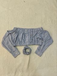 Upcycled Ralph Lauren Off-Shoulder  Crop Top with ..