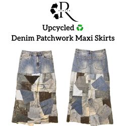 Upcycled Denim Patchwork Maxi Skirts (REP)