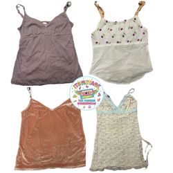 Vintage Y2K Camisole & Lace Top Bundle – 11pcs She..