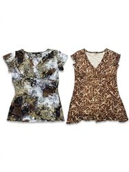(FV-999) Y2K Earth Tone Boho Floral printed mesh t..