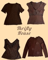 Vintage Cocoa Drip Y2k Tops(TH/292)