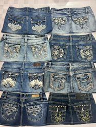 R465 Upcycled Ladies Embellished Micro Mini Skirts