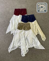 Upcycled Corduroy Lace Skirt