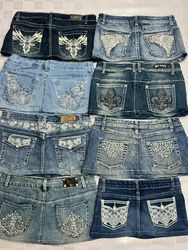 R469 Upcycled Ladies Embellished Micro Mini Skirts