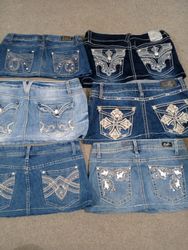 HD1418 Ladies Upcycled Y2K Embellished Denim Micro..