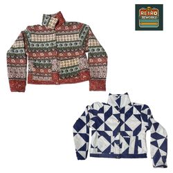 Upcycled Quilted Front Button Jacket