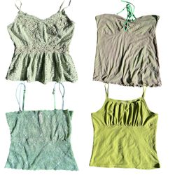 Y2K Soft Grunge Green Aesthetic Camis - SS-021