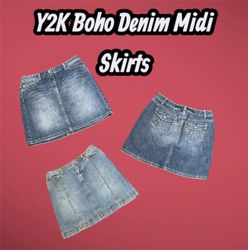 Gonne Midi in Denim Boho Y2K