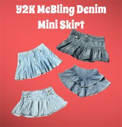 Y2K McBling Denim Mini Skirts - (20/03)