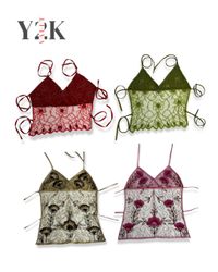 Y2K Fairycore Perlen Spitzen-Top (Yv-643)