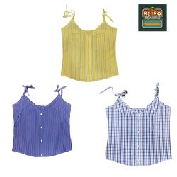 Upcycled Striped Tie-Strap Button-Up Cami