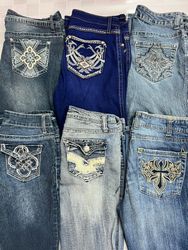 R501 Ladies Y2k Embellished & Embroidered Flared J..