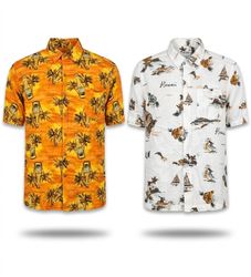(FV-946) Hawaiin Button Up Shirts