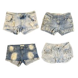 Y2K Edgy Girl Denim Micro Mini Shorts RE-2899