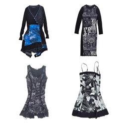 Y2K B/W パンク エモ グラフィック ドレス