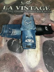 Y2K Women’s Bootcut Flared Jeans – Embroidered Bac..