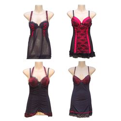 Black & Red Babydoll Tops