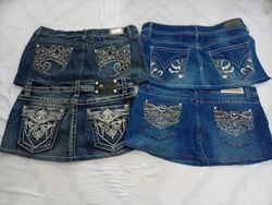 CR7008 Upcycled Mini Denim Skirts
