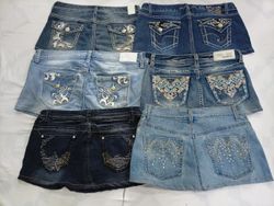 CR7009 Upcycled Mini Denim Skirts
