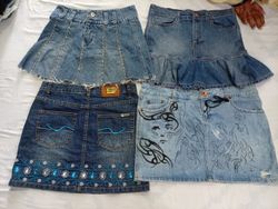 CR7010 Upcycled Mini Denim Skirts