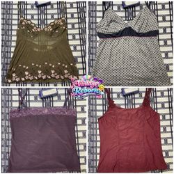 Y2K Vintage Lace & Minimal Cami Top Mix – Sheer, P..