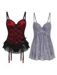 (FV-989) Y2K Lace Up Babydoll