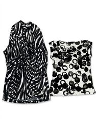 (FV-1010) Y2K Monochrome Abstract Mesh Tops Bundle