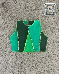 Upcycled Contrast Wave Crop Top