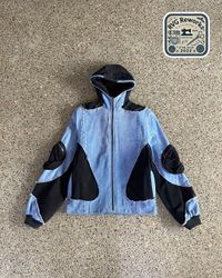 Hoodie en denim patchwork recyclé