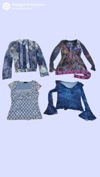 Y2k blue themes blouse