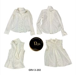 White cotton long sleeve  blouse (GRV-3-202)