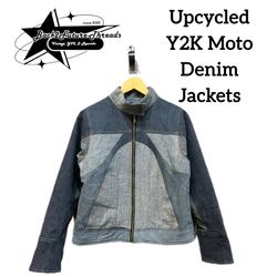 Upcycled Y2K Denim Motobike Style Jackets