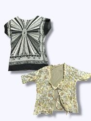 Vintage style half half sleeves top