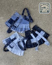 Upcycled Denim Strap Mini Skirt
