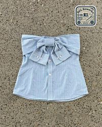 Upcycled Bow Button-Down Tube Top