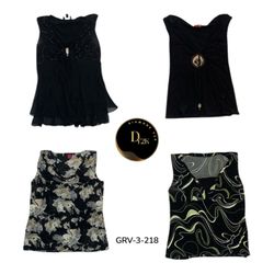 Y2k black printed poly blouse (GRV-3-218)