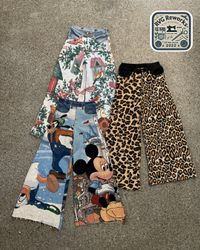 Upcycled Denim Tapestry wide Leg pants