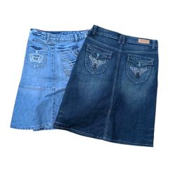 Y2K Denim Embellished And Embroidered Skirts