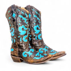 SA465 Expensive Vintage Branded Cowboy Boots - Cor..