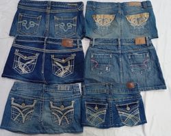 cr7085 Upcycle Y2K Mini Denim Skirts