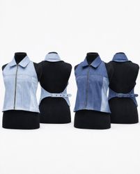 CR1427 Upcycled Open-Back Halter Top