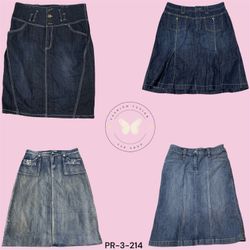 A-Line Denim Midi Skirt with Pockets (PR-3-214)